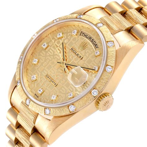 rolex day date yellow gold diamond bezel|18k presidential rolex diamond bezel.